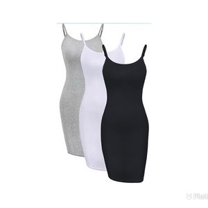 3 Pieces Basic Cami Long  Tank Top Dress